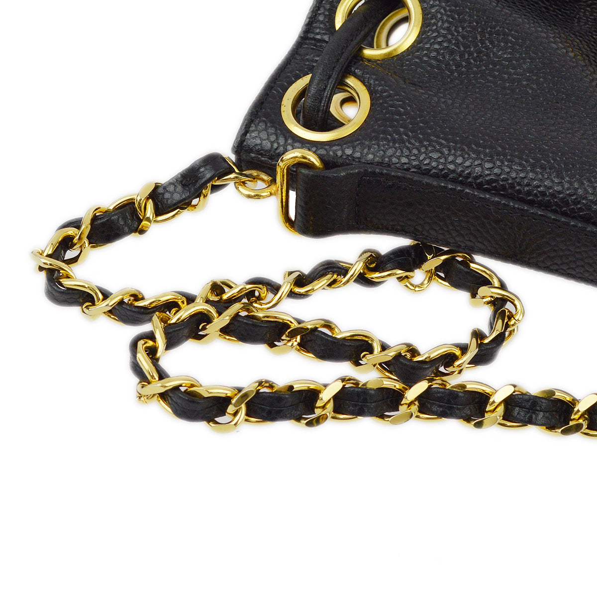 Chanel Black Caviar Bucket Shoulder Bag