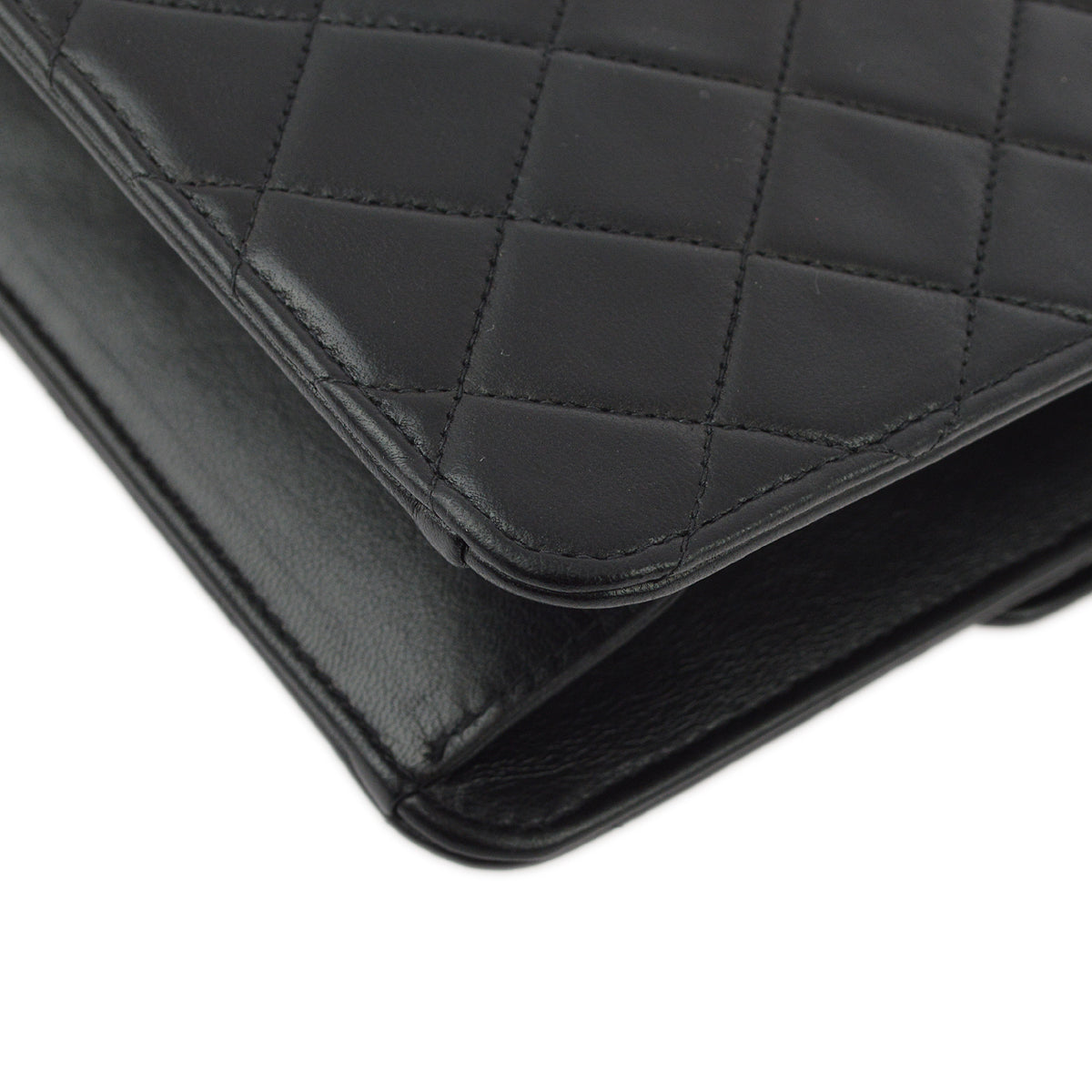 Chanel 2001-2003 Black Lambskin Turnlock Small Half Flap Shoulder Bag
