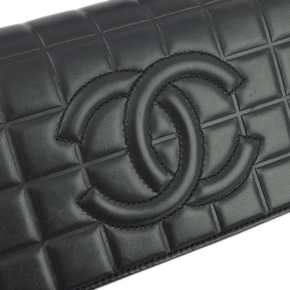 Chanel 2003-2004 Black Lambskin Choco Bar Shoulder Bag