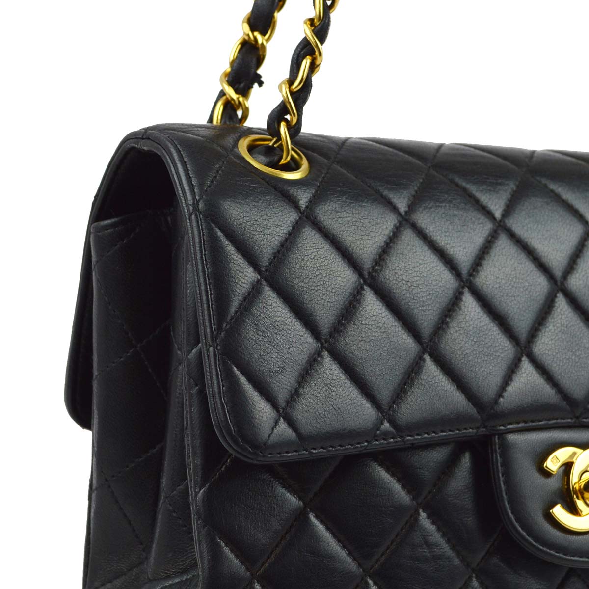 Chanel Black Lambskin Double Sided Classic Flap Shoulder Bag