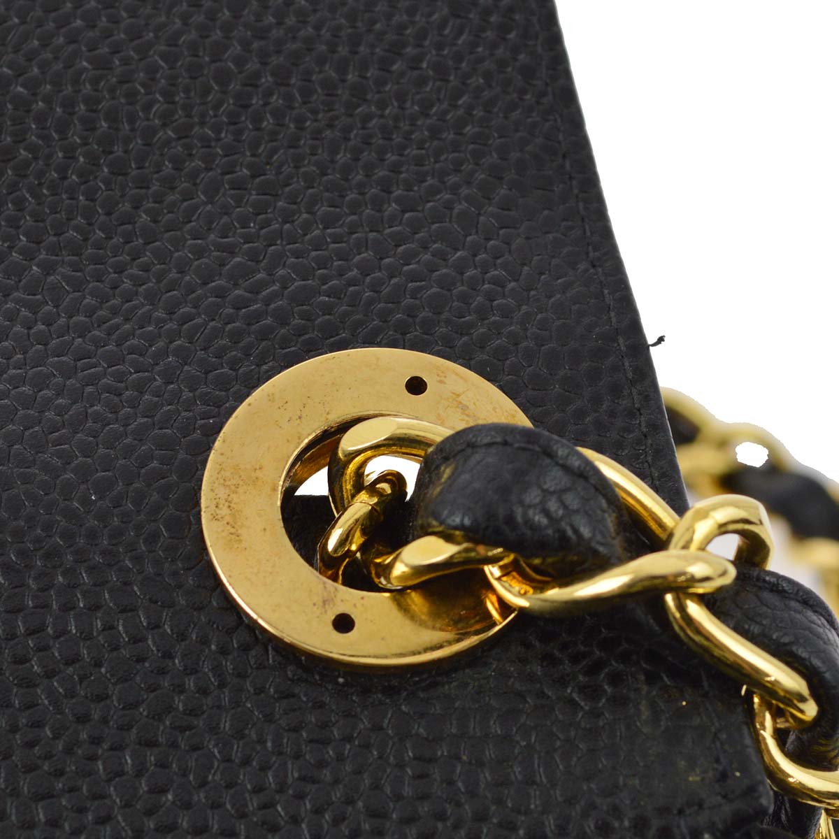 Chanel 1994-1996 Black Caviar Chevron Mini Square Shoulder Bag 17