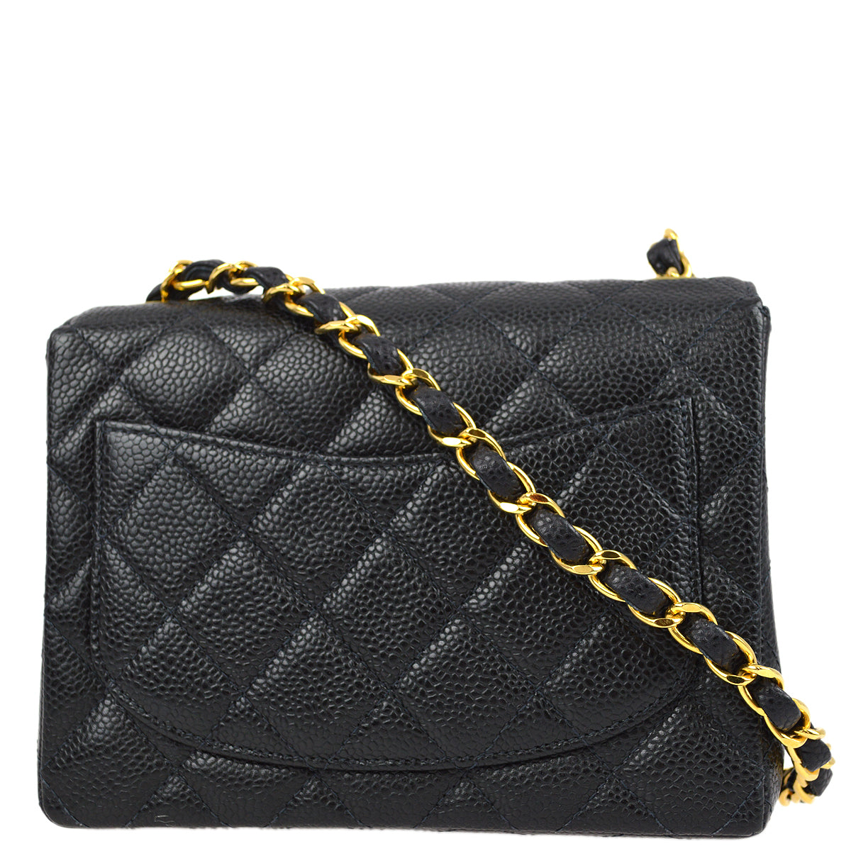 Chanel 2000-2001 Black Caviar Mini Classic Square Flap Shoulder Bag 17