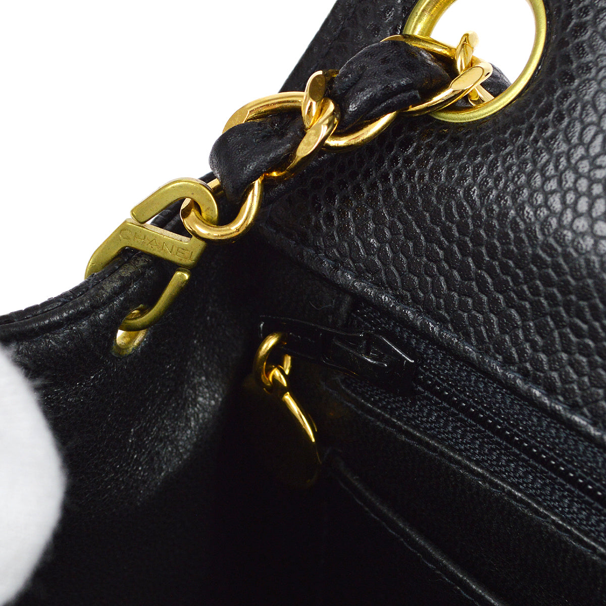 Chanel 2000-2001 Black Caviar Mini Classic Square Flap Shoulder Bag 17