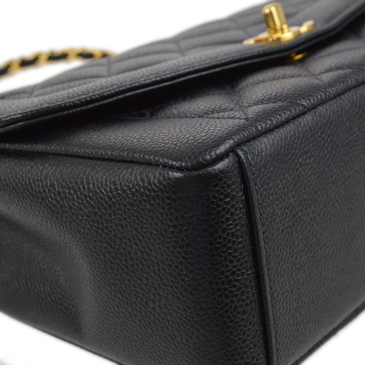 Chanel 1997-1999 Black Caviar Medium Diana Shoulder Bag