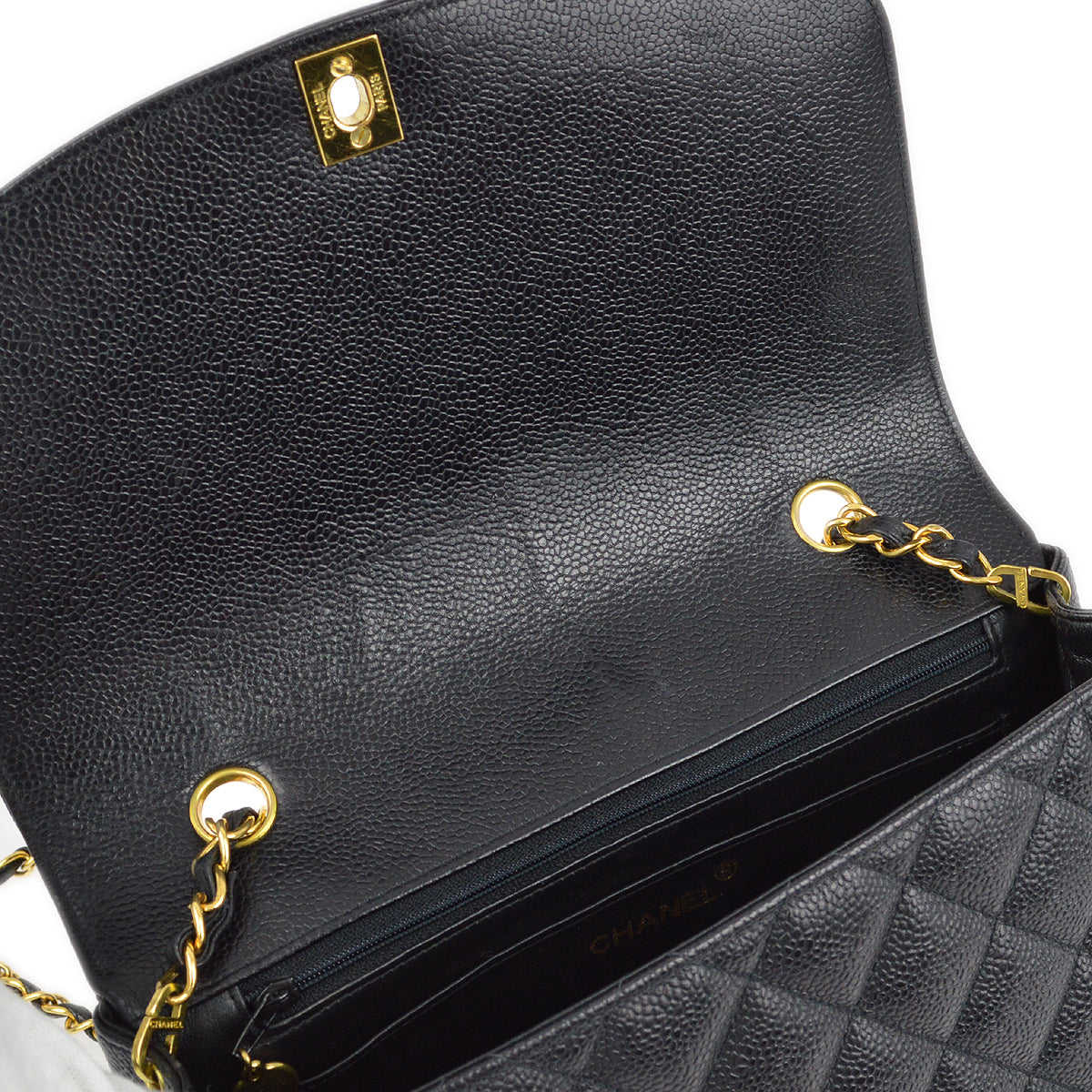 Chanel 1994-1996 Black Caviar Medium Diana Shoulder Bag