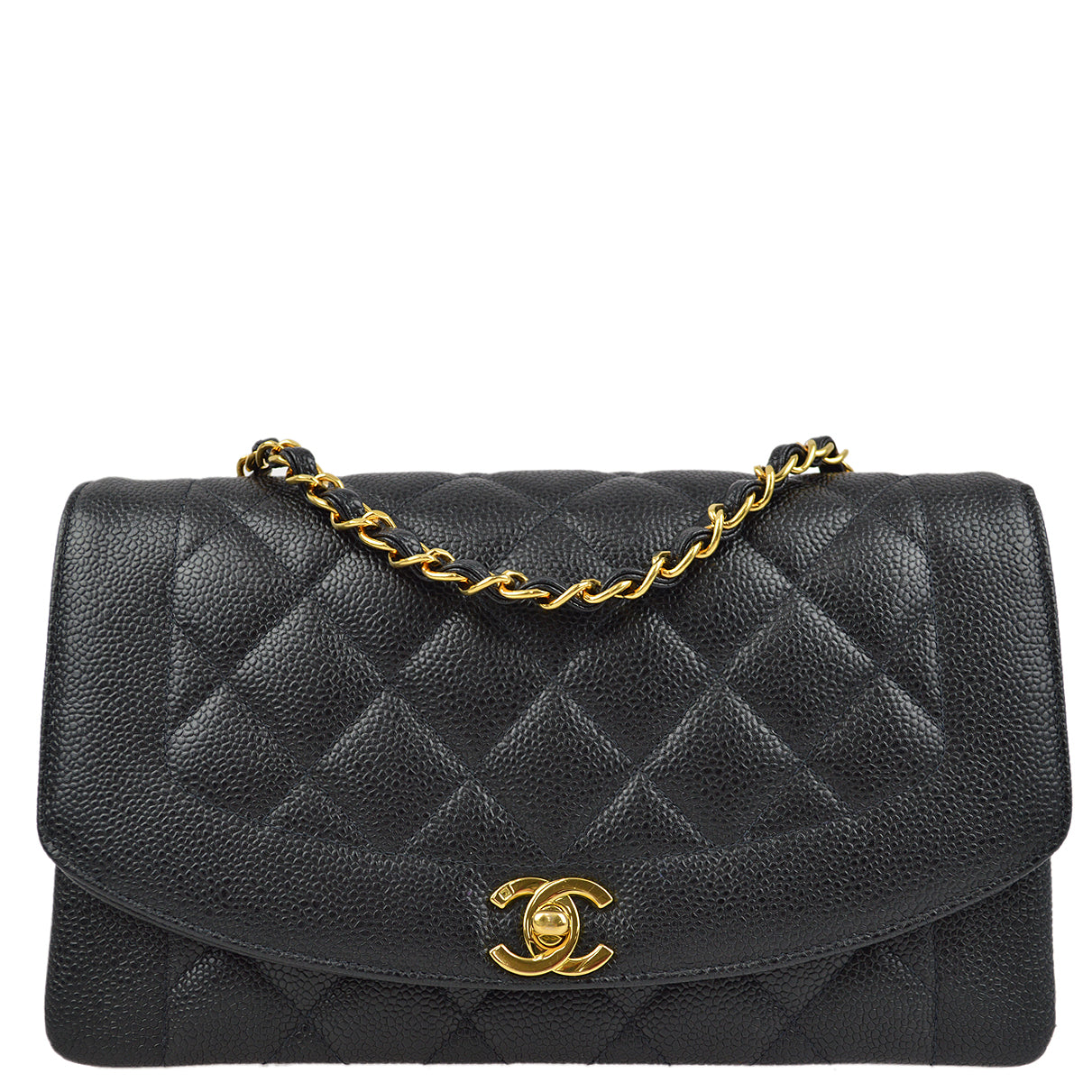 Chanel Black Caviar Medium Diana Shoulder Bag