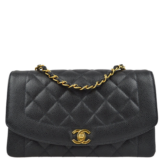 Chanel Black Caviar Medium Diana Shoulder Bag