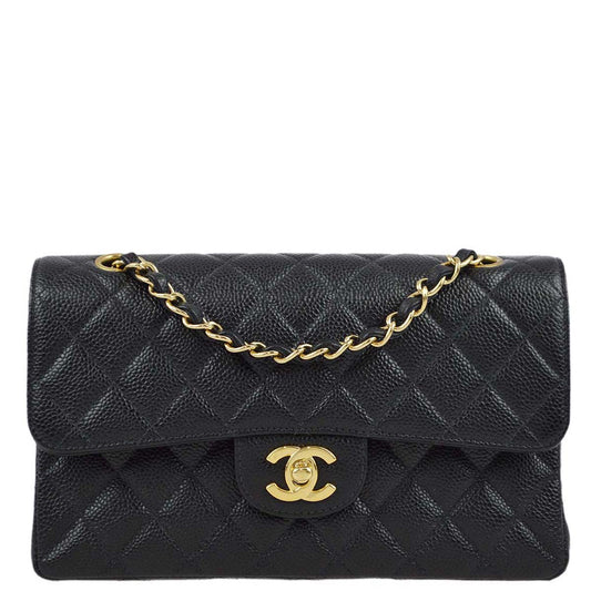 Chanel 2001-2003 Black Caviar Small Classic Double Flap Shoulder Bag