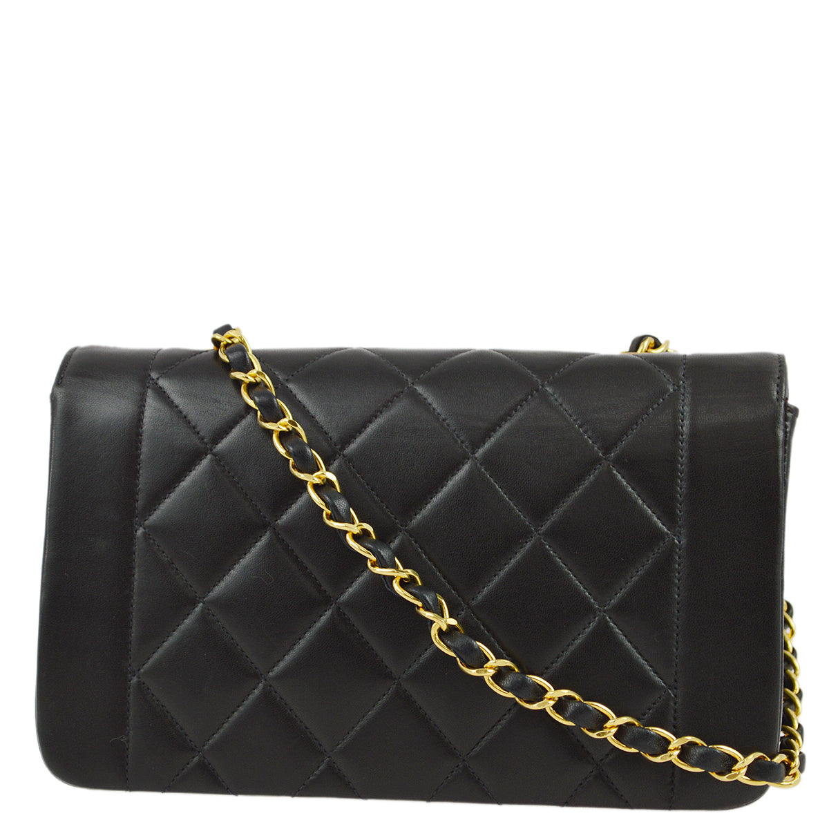Chanel 1994-1996 Black Lambskin Small Diana Shoulder Bag