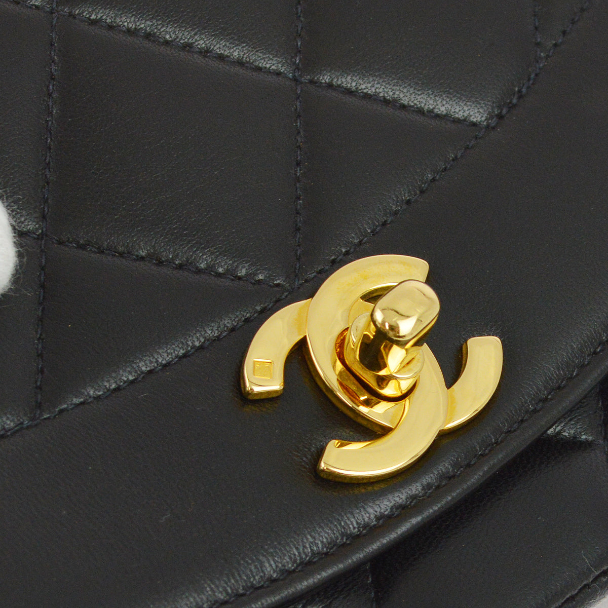 Chanel 1994-1996 Black Lambskin Small Diana Shoulder Bag