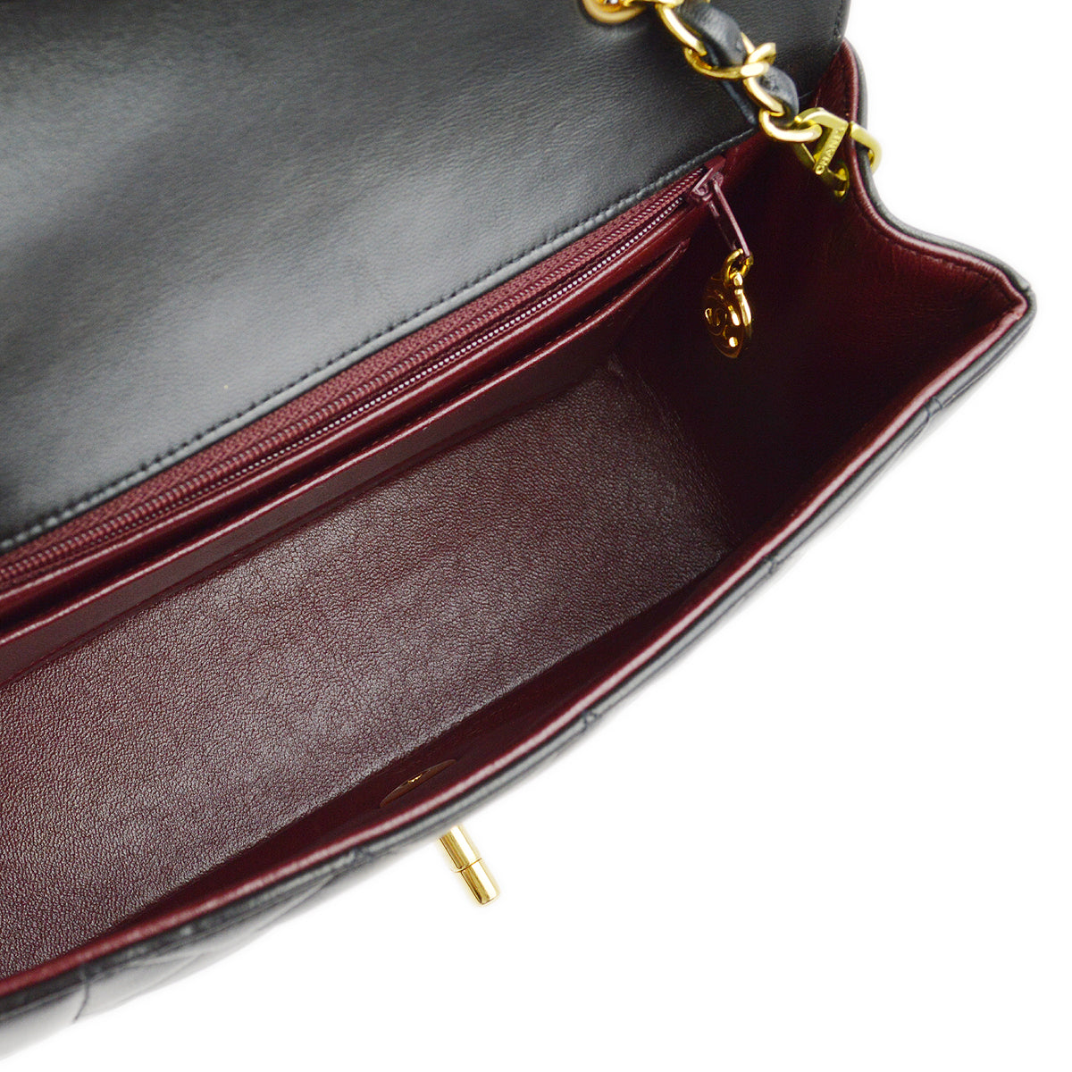 Chanel 1994-1996 Black Lambskin Small Diana Shoulder Bag