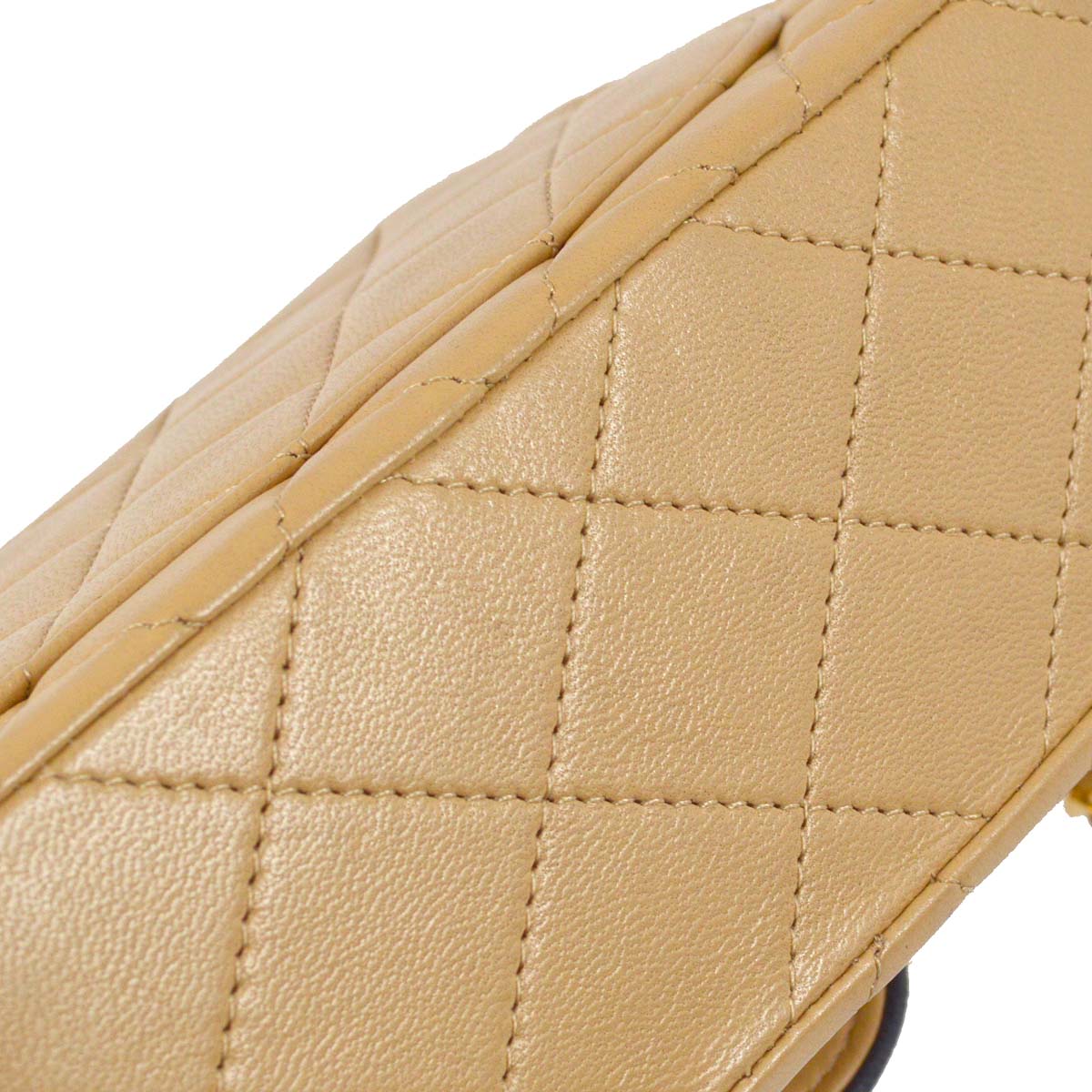 Chanel * 1989-1991 Beige Lambskin Mini Classic Square Flap Shoulder Bag 17