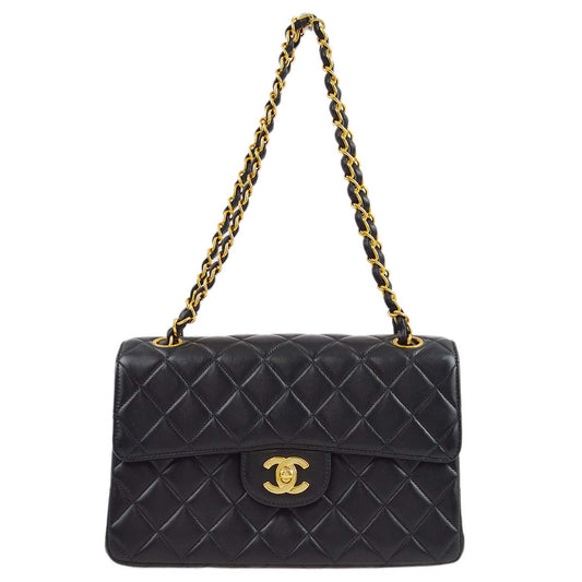 Chanel 1996-1997 Black Lambskin Double Sided Classic Flap Shoulder Bag