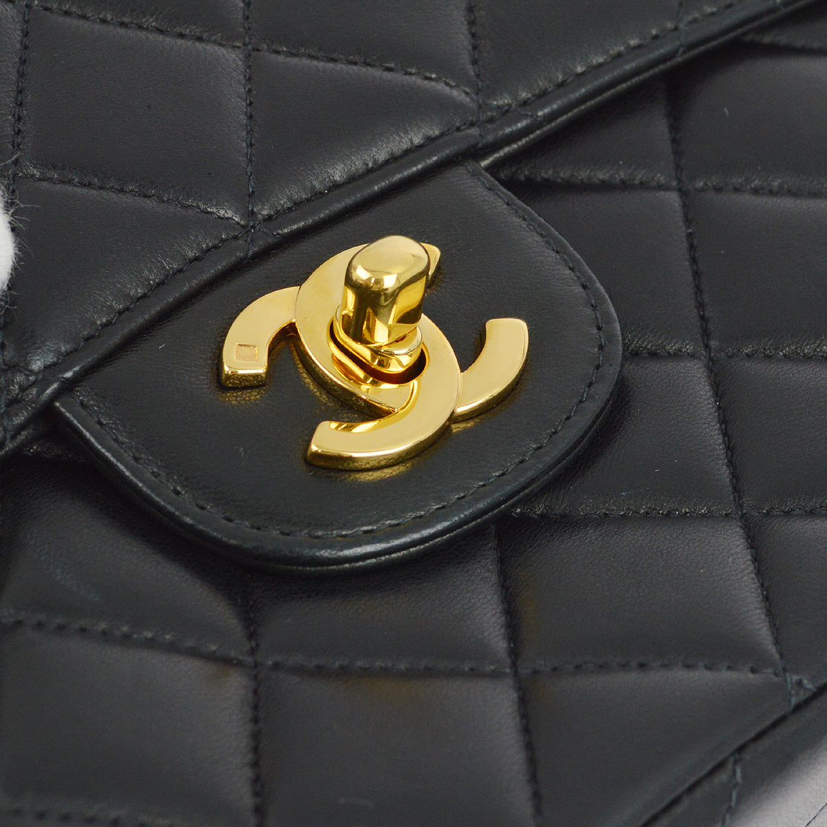 Chanel 1996-1997 Black Lambskin Double Sided Classic Flap Shoulder Bag