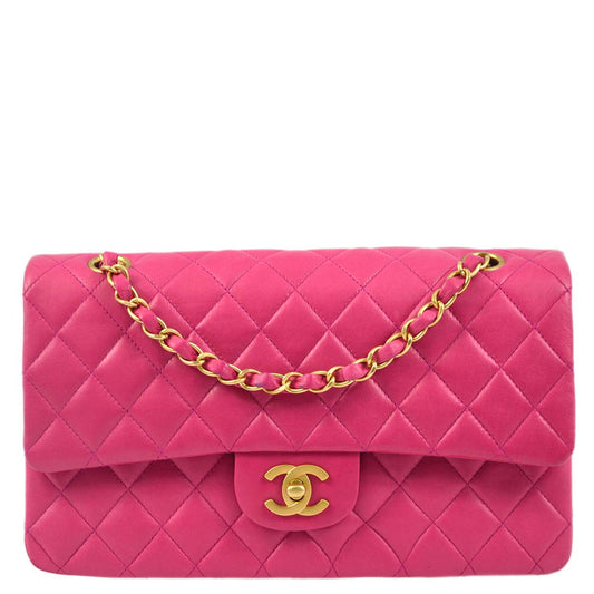 Chanel * 2000-2001 Pink Lambskin Medium Classic Double Flap Shoulder Bag