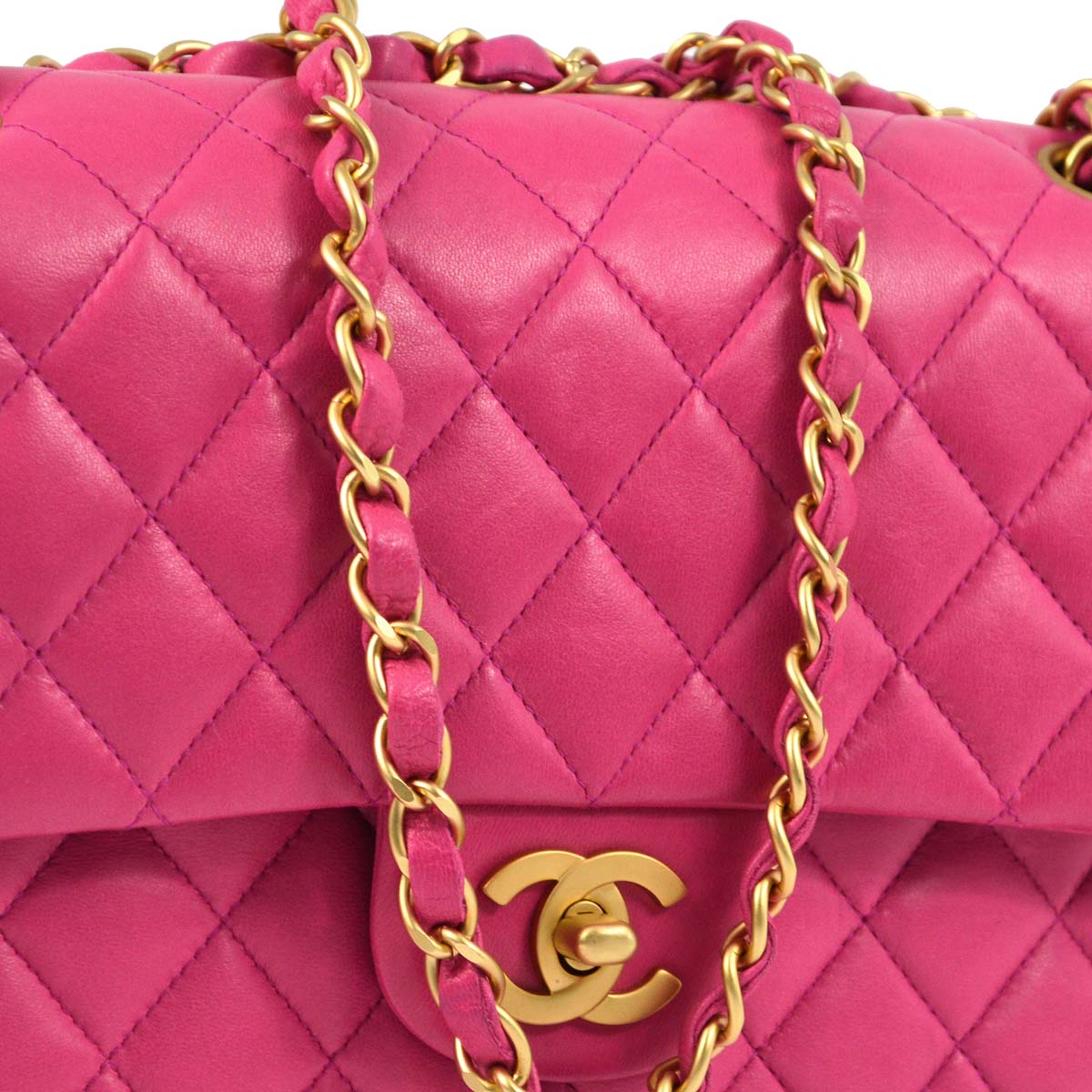 Chanel * 2000-2001 Pink Lambskin Medium Classic Double Flap Shoulder Bag