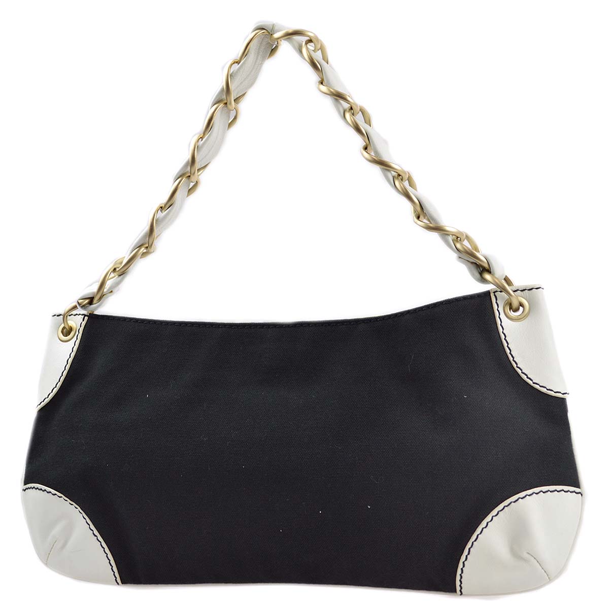Chanel 2003-2004 Canvas Calfskin Chain Shoulder Bag