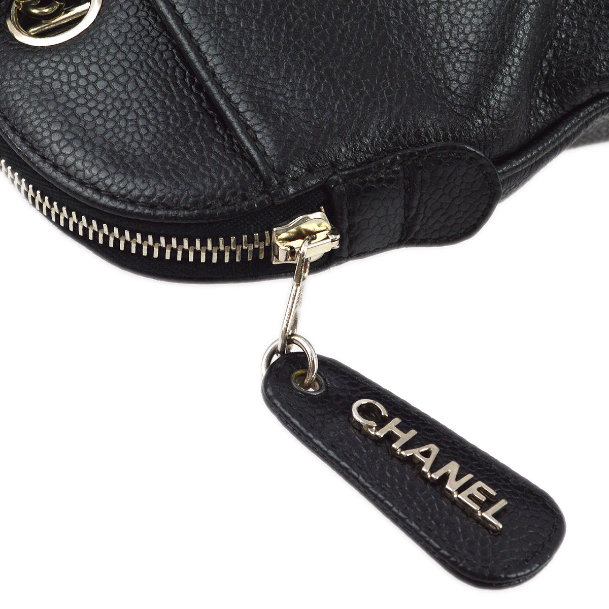Chanel 1996-1997 Black Caviar Chain Shoulder Tote Bag