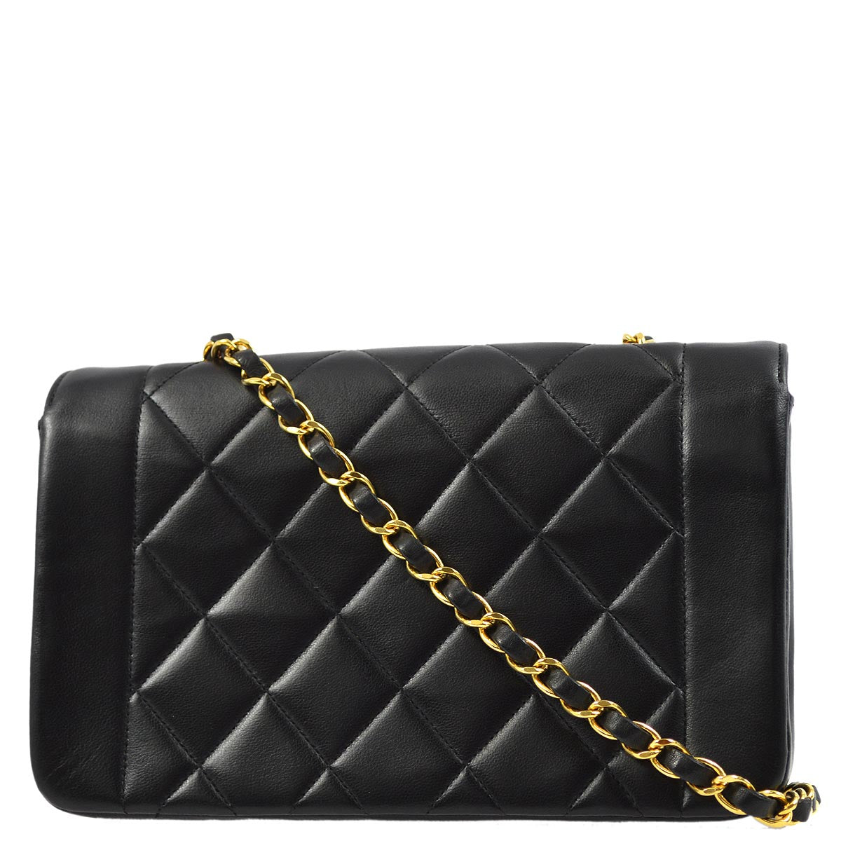 Chanel 1994-1996 Black Lambskin Small Diana Shoulder Bag