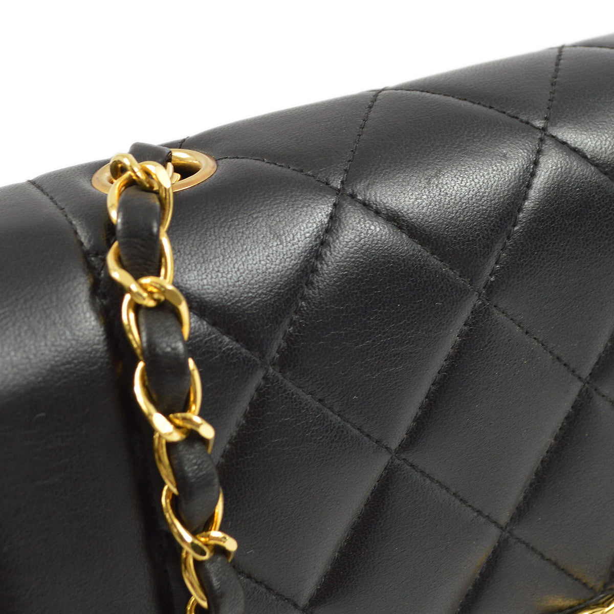 Chanel 1994-1996 Black Lambskin Small Diana Shoulder Bag