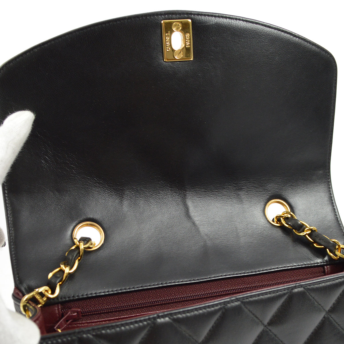 Chanel 1994-1996 Black Lambskin Small Diana Shoulder Bag