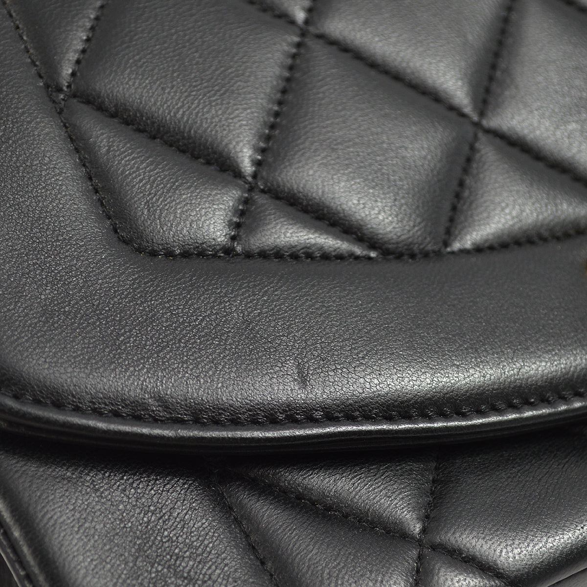 Chanel 1991-1994 Black Lambskin Small Diana Shoulder Bag
