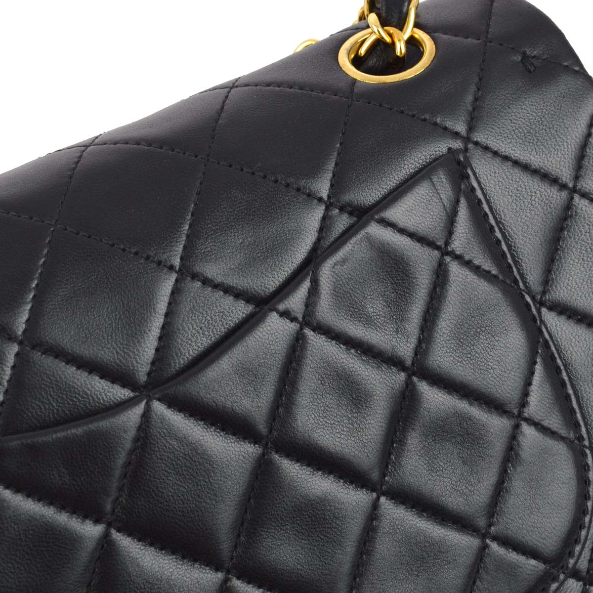Chanel 1996-1997 Black Lambskin Small Classic Double Flap Shoulder Bag