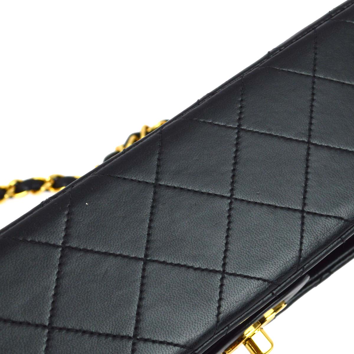 Chanel 1996-1997 Black Lambskin Small Classic Double Flap Shoulder Bag