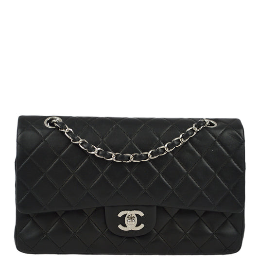 Chanel 2000-2001 Black Lambskin Medium Classic Double Flap Shoulder Bag