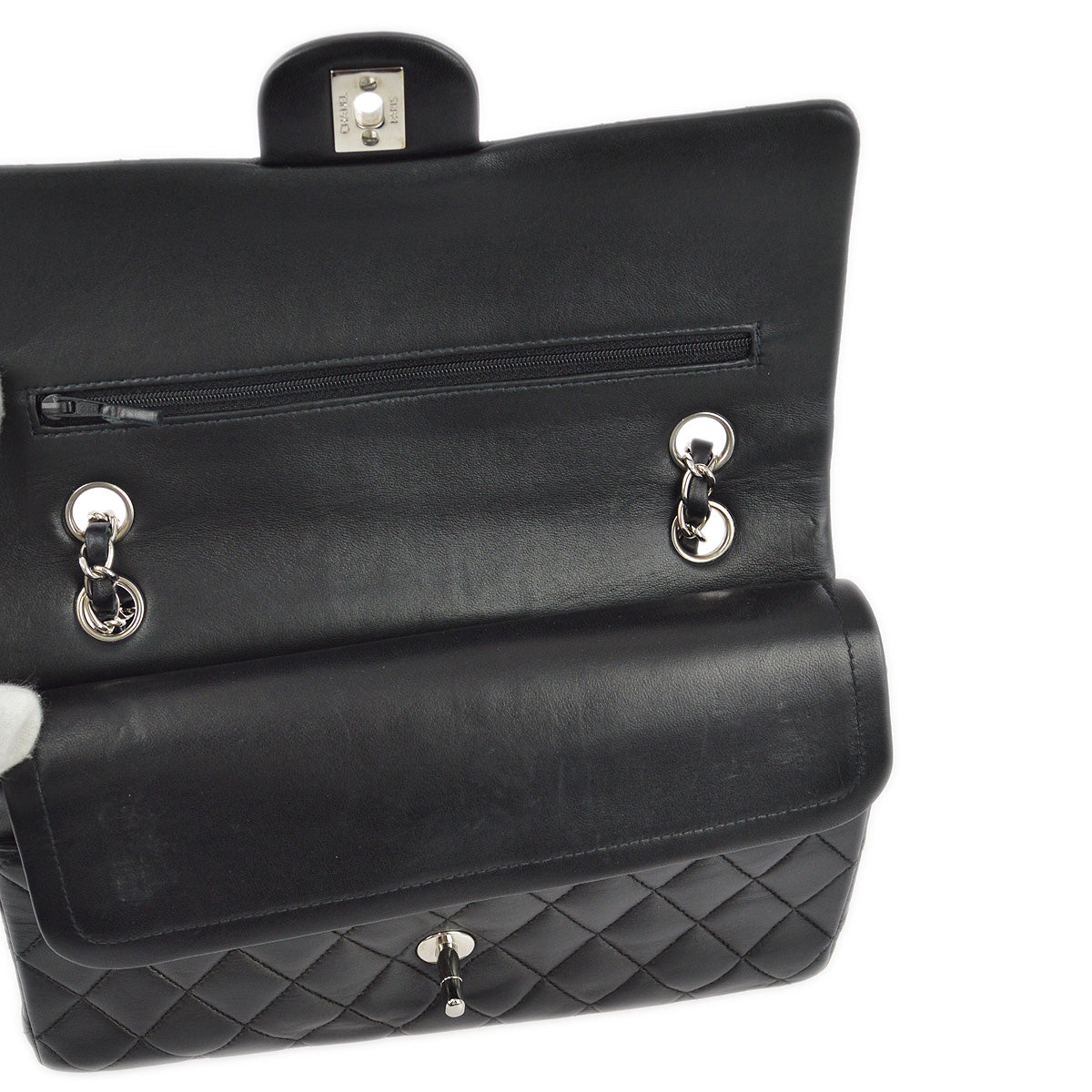 Chanel 2000-2001 Black Lambskin Medium Classic Double Flap Shoulder Bag