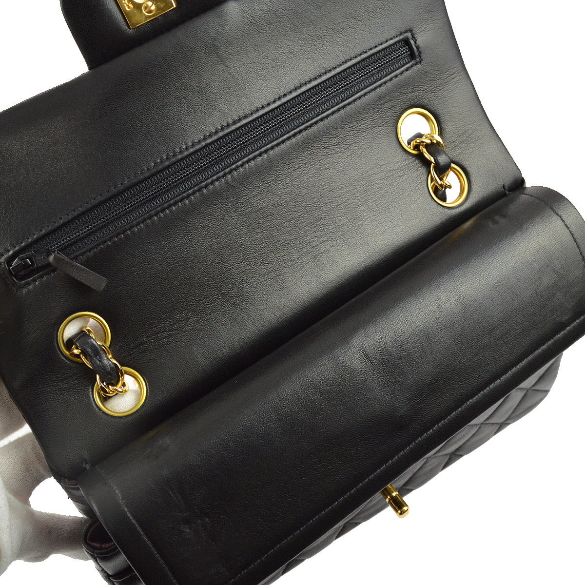 Chanel 2000-2001 Black Lambskin Small Classic Double Flap Shoulder Bag