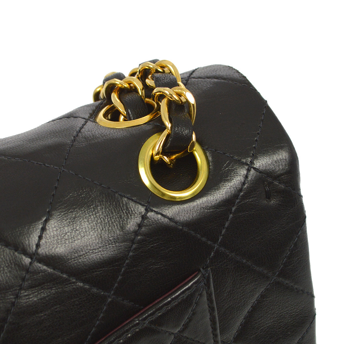 Chanel 1997-1999 Black Lambskin Small Classic Double Flap Shoulder Bag