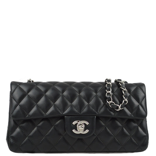 Chanel 2006-2008 Black Lambskin East West Shoulder Bag