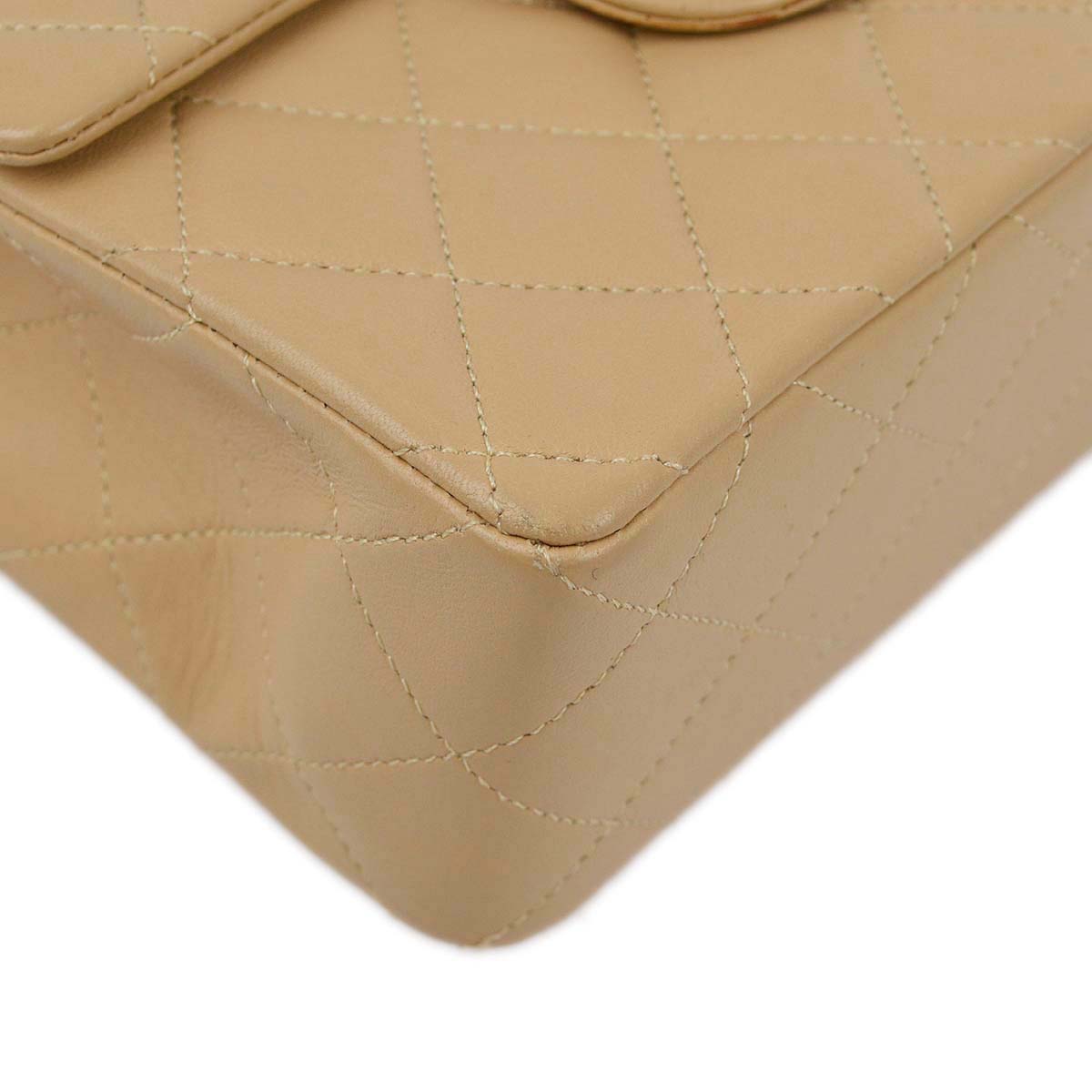 Chanel 1991-1994 Beige Lambskin Mini Classic Square Flap Shoulder Bag 17