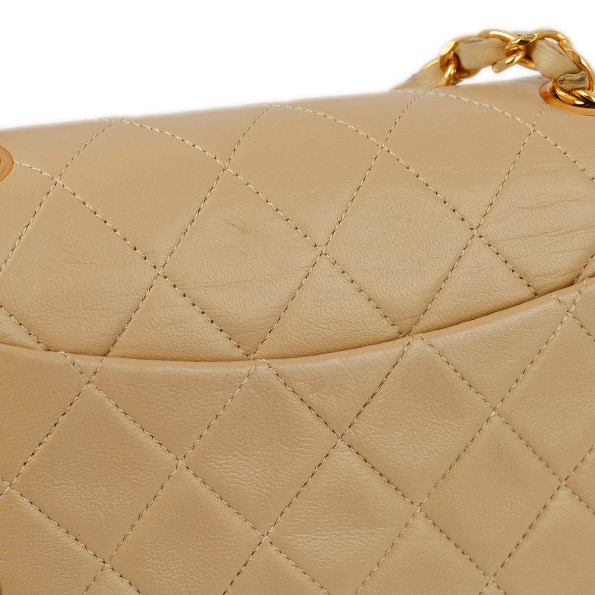 Chanel 1991-1994 Beige Lambskin Mini Classic Square Flap Shoulder Bag 17