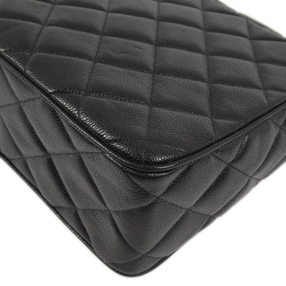 Chanel 1991-1994 Black Caviar Straight Flap Shoulder Bag