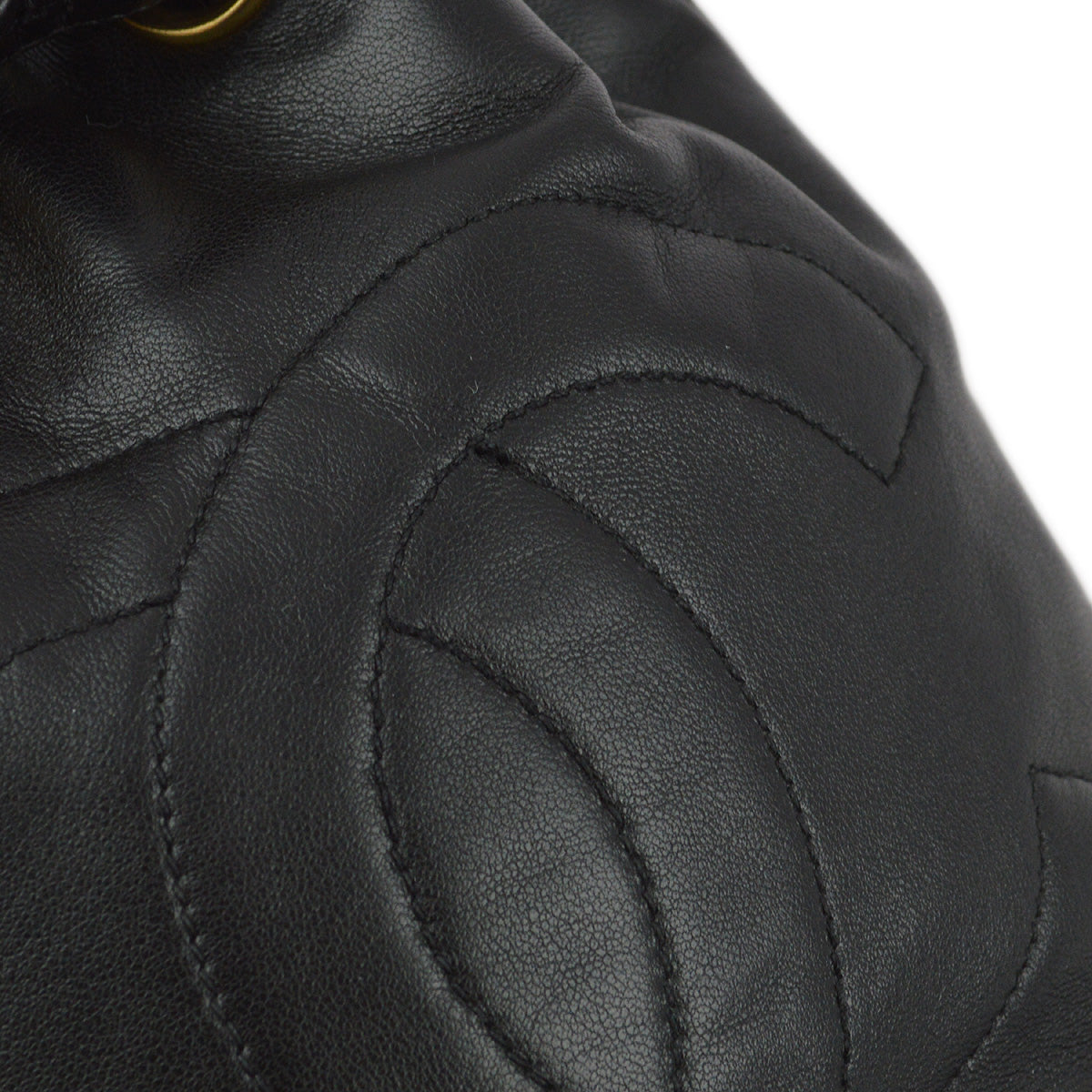 Chanel 1991-1994 Black Lambskin Bucket Shoulder Bag