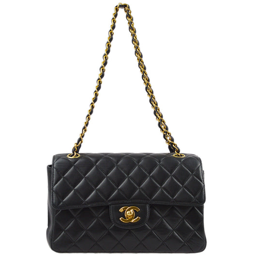 Chanel 1994-1996 Black Lambskin Double Sided Classic Flap Shoulder Bag