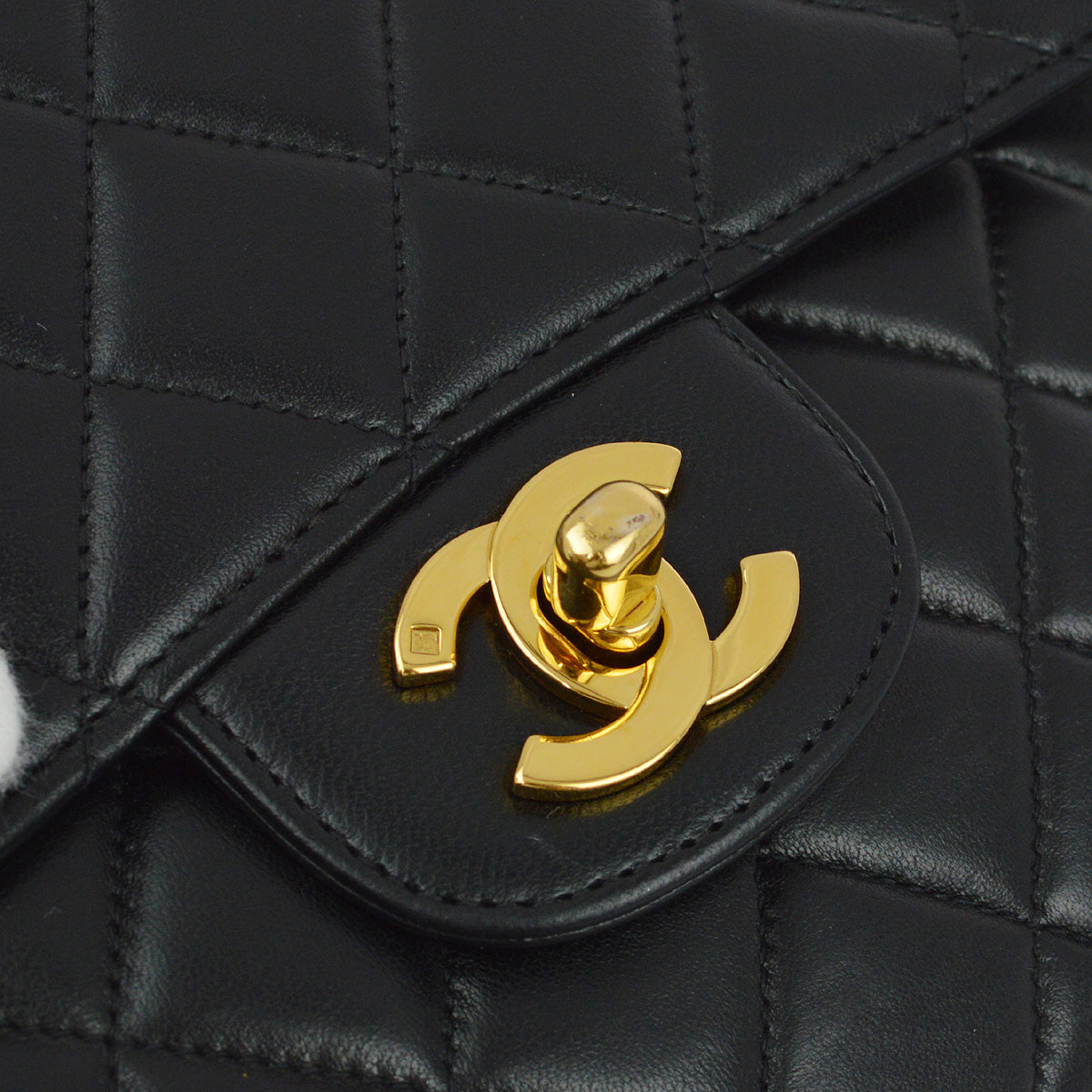 Chanel 1994-1996 Black Lambskin Double Sided Classic Flap Shoulder Bag