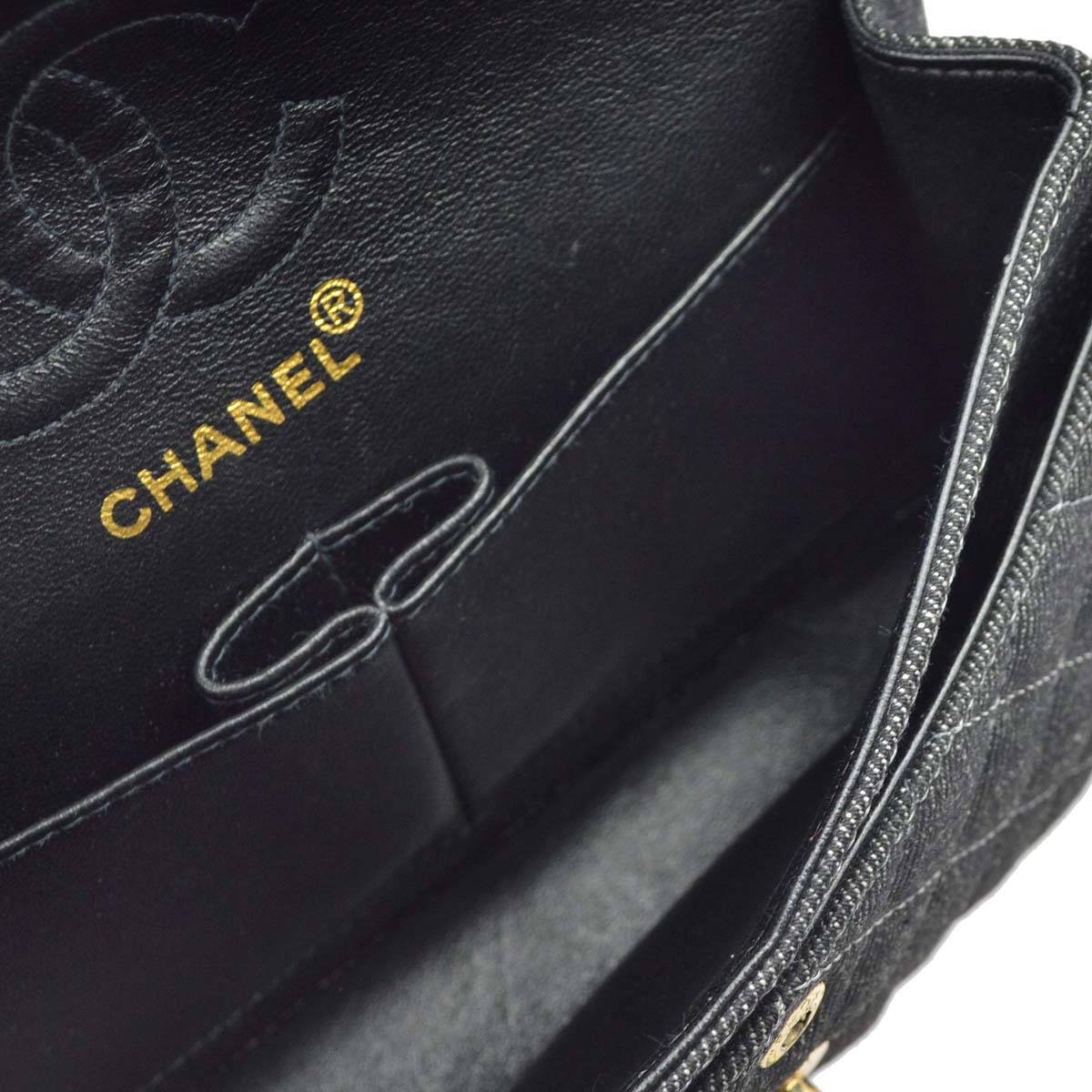 Chanel * 1997-1999 Black Denim Small Classic Double Flap Shoulder Bag