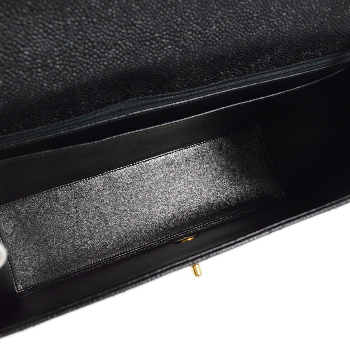 Chanel 1997-1999 Black Caviar Jumbo Classic Flap Shoulder Bag