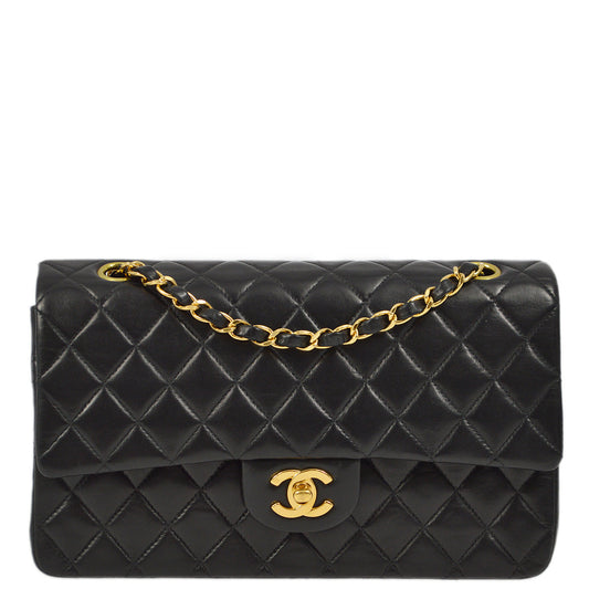 Chanel 2000-2001 Black Lambskin Medium Classic Double Flap Shoulder Bag