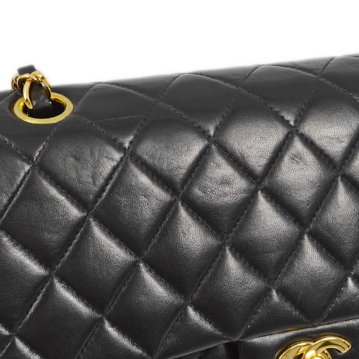 Chanel 2000-2001 Black Lambskin Medium Classic Double Flap Shoulder Bag