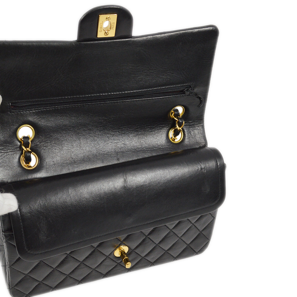 Chanel 2000-2001 Black Lambskin Medium Classic Double Flap Shoulder Bag