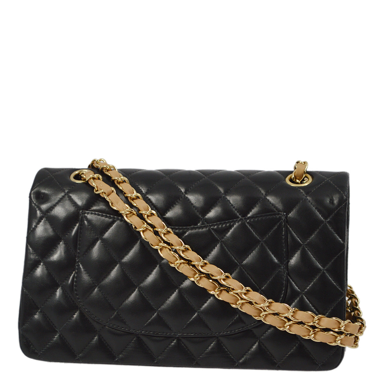 Chanel 2003-2004 Black Lambskin Medium Classic Double Flap Shoulder Bag