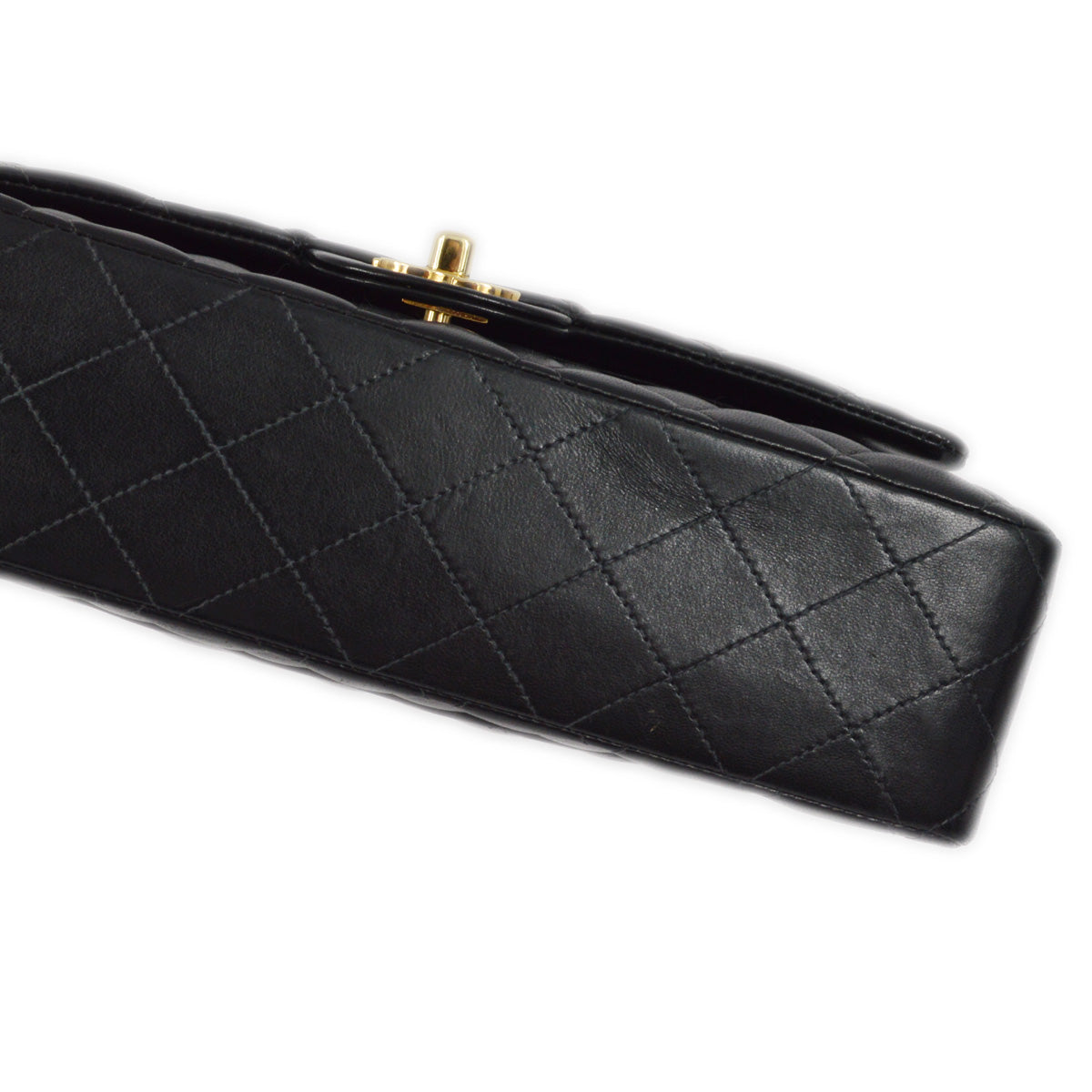 Chanel 2003-2004 Black Lambskin Medium Classic Double Flap Shoulder Bag