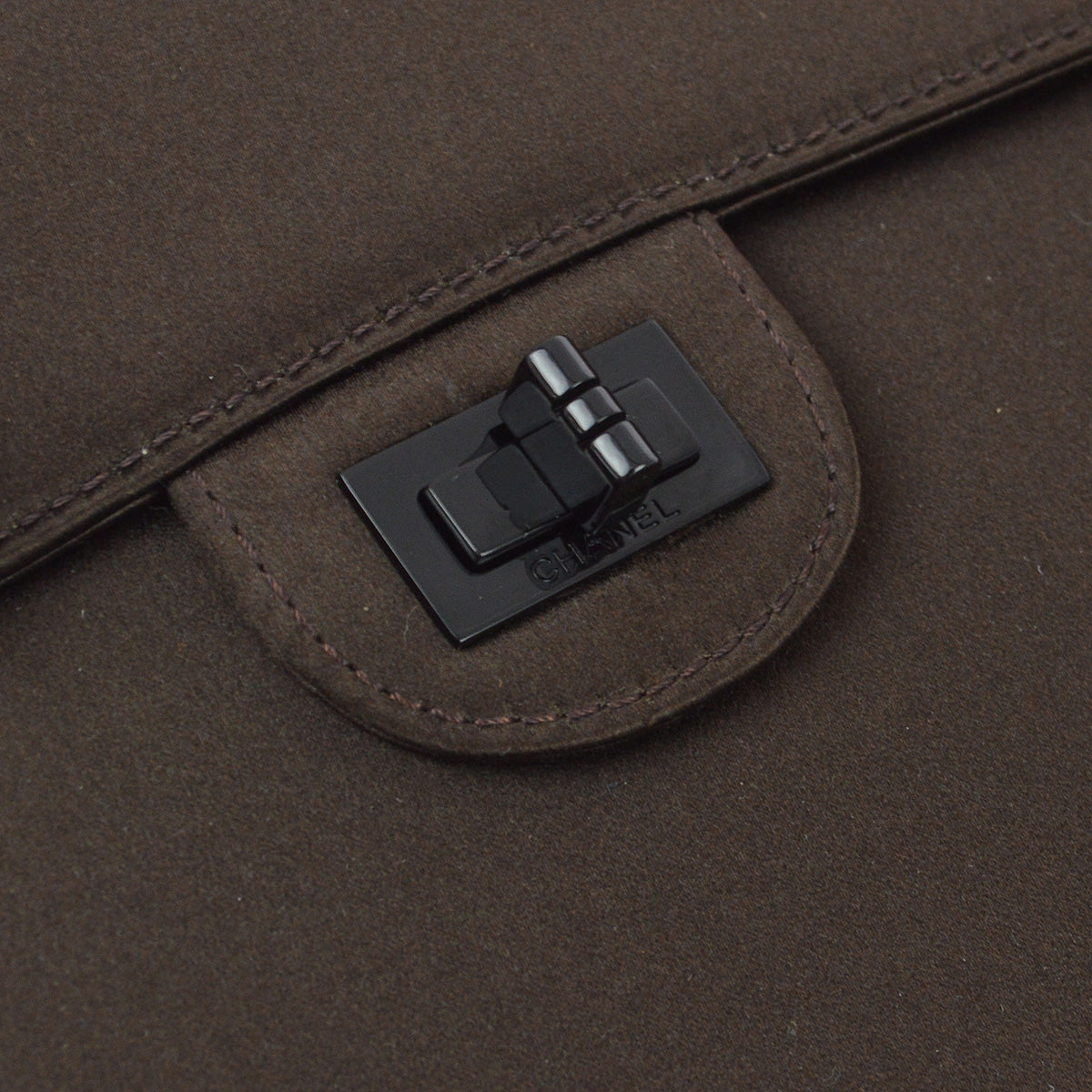 Chanel 1997-1999 Brown Satin Mademoiselle Lock Shoulder Bag