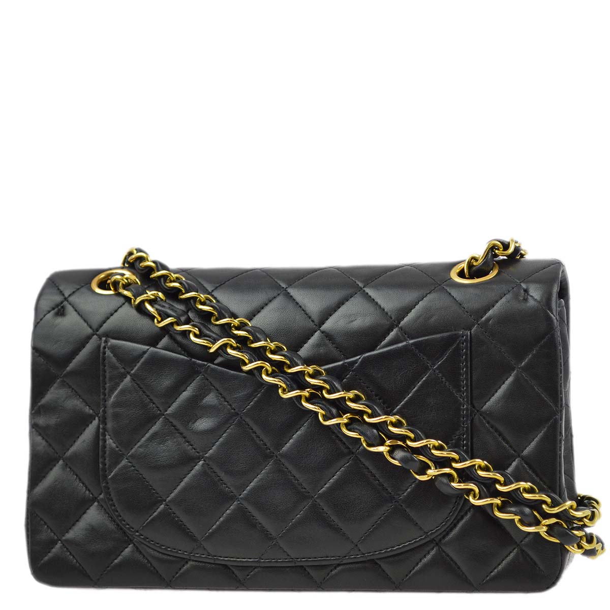 Chanel 1994-1996 Black Lambskin Small Classic Double Flap Shoulder Bag