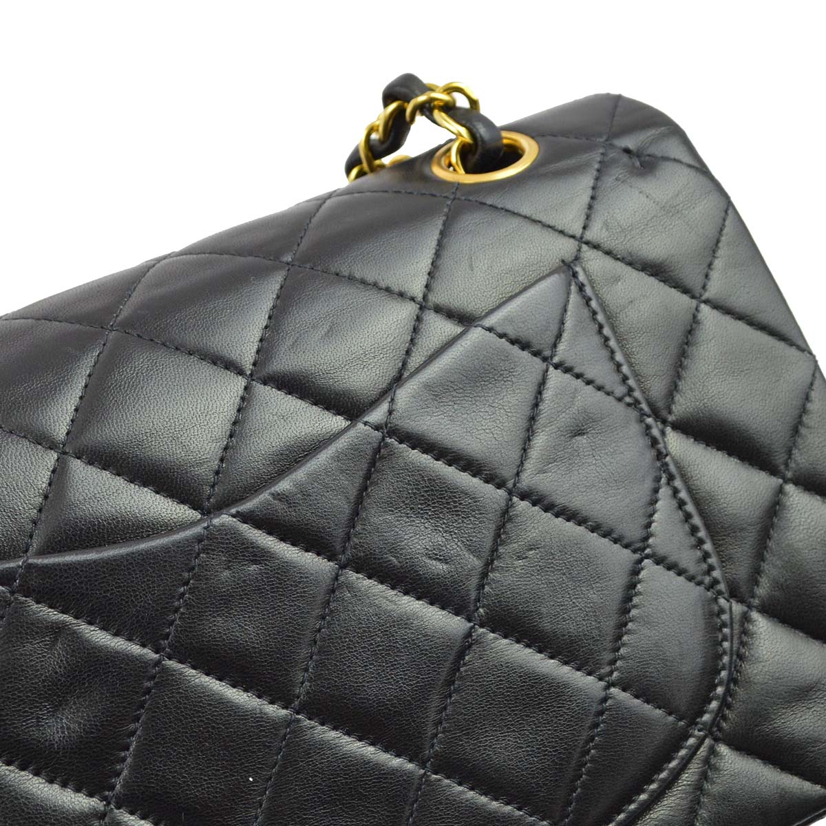 Chanel 1994-1996 Black Lambskin Small Classic Double Flap Shoulder Bag