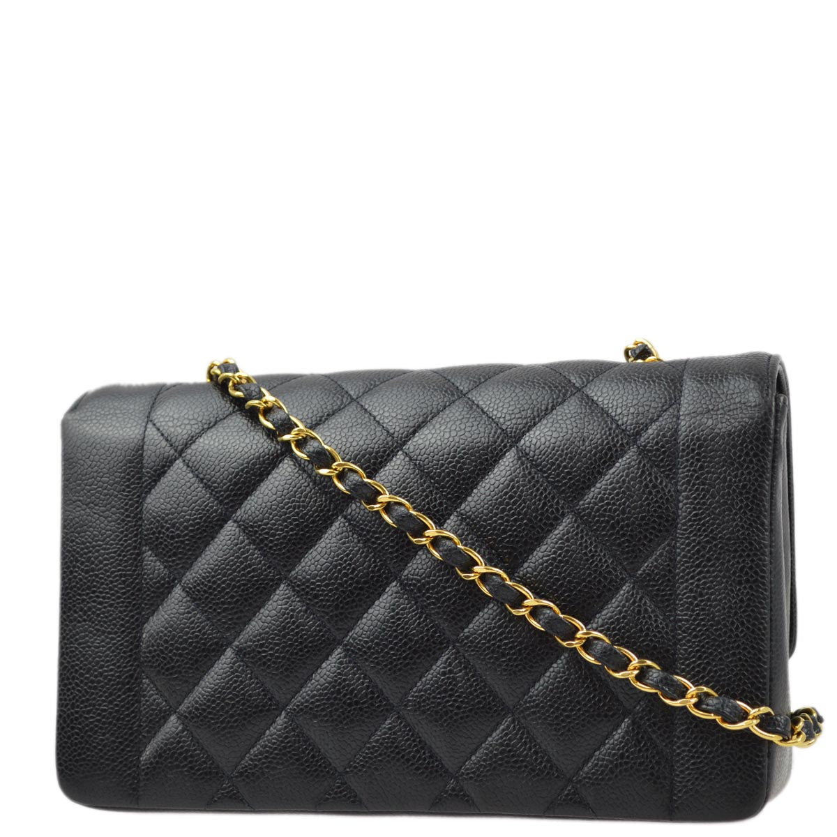Chanel 1994-1996 Black Caviar Medium Diana Shoulder Bag